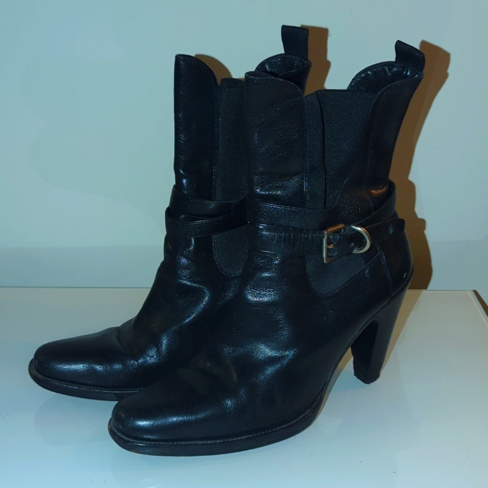 Prada Leather Pull On Boots with straps